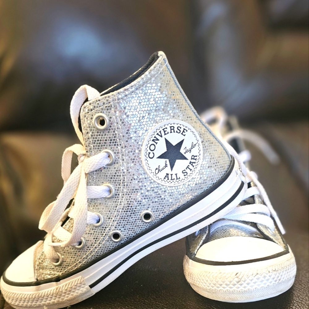 Silver sparkle converse Chuck Taylor shoes